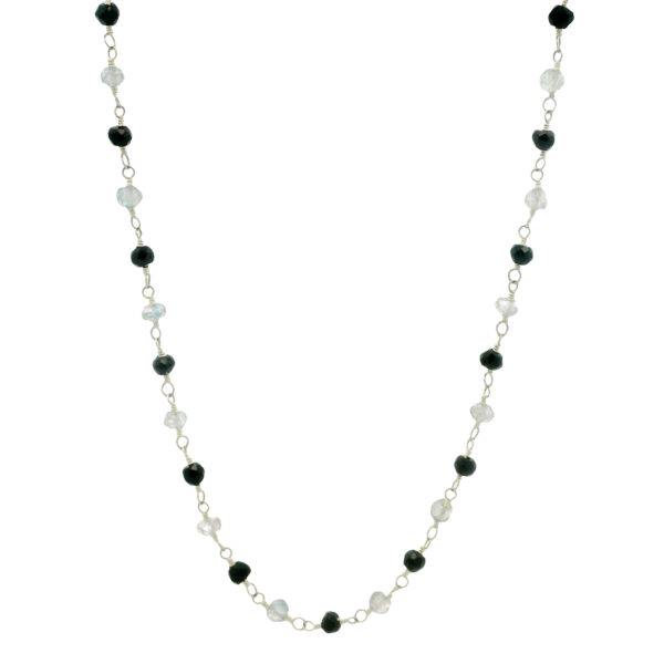 Gehna Jaipur Aquamarine & Black Spinel Gemstone Knotted Necklace In .925 Silver For Girls & Women CS-1228