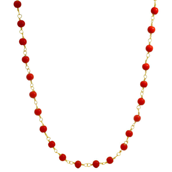 Gehna Jaipur Red Jasper Gemstone Chain In .925 Sterling Silver For Girls & Women CS-1240