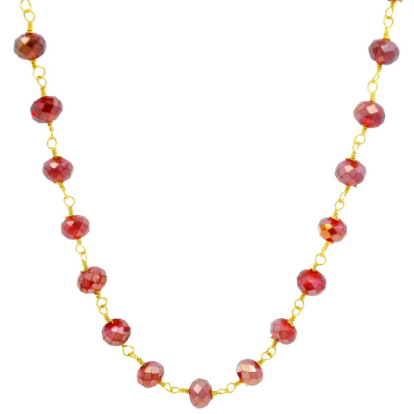 Gehna Jaipur Color Change Quartz Zirconia Beads Rosary Chain Yellow Gold Rhodium Plating For Girls & Women CC-1262