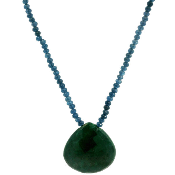 Gehna Jaipur Emerald & Blue Sapphire Faceted Gemstone Beaded Necklace For Girls & Women NP-1500