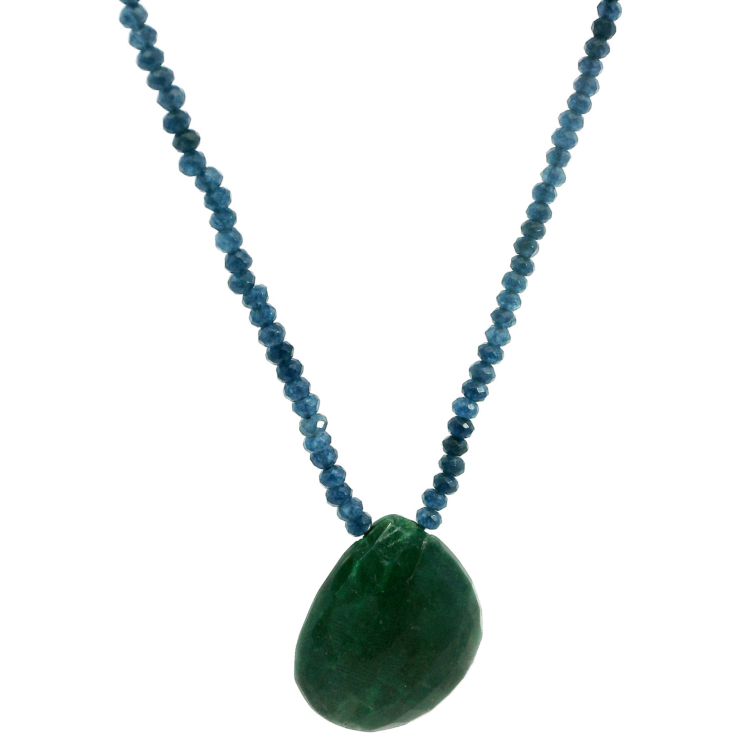 Gehna Jaipur Emerald & Blue Sapphire Faceted Gemstone Beaded Necklace For Girls & Women NP-1500 - Image 5
