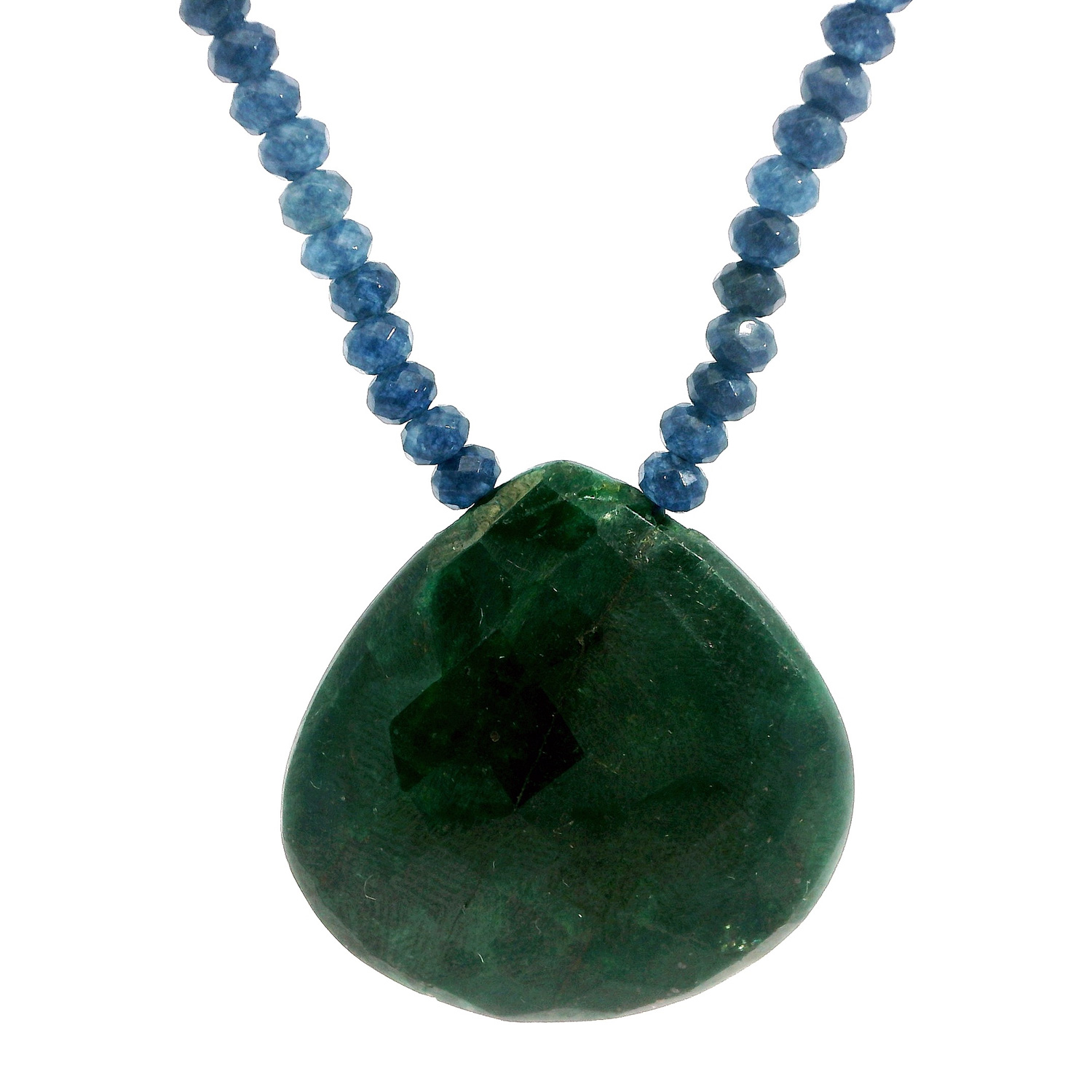 Gehna Jaipur Emerald & Blue Sapphire Faceted Gemstone Beaded Necklace For Girls & Women NP-1500 - Image 4