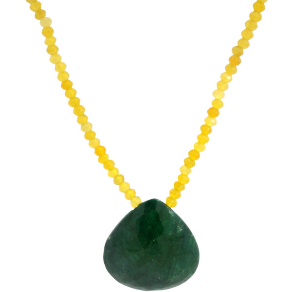 Gehna Jaipur Emerald & Yellow Sapphire Faceted Gemstone Beaded Necklace For Girls & Women NP-1501