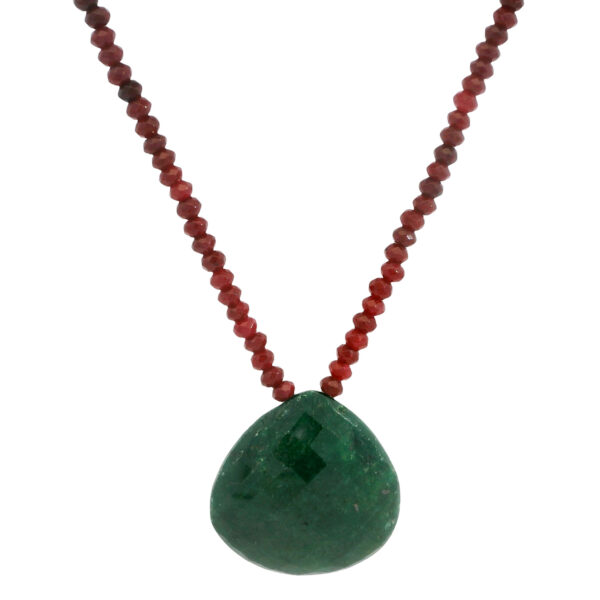 Gehna Jaipur Emerald & Ruby Faceted Gemstone Beaded Necklace For Girls & Women NP-1502