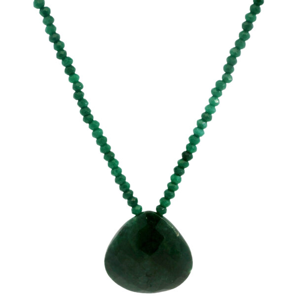 Gehna Jaipur Necklace Of Emerald Beads With Emerald Gemstone Heart Shaped Pendant For Girls & Women NP-1503