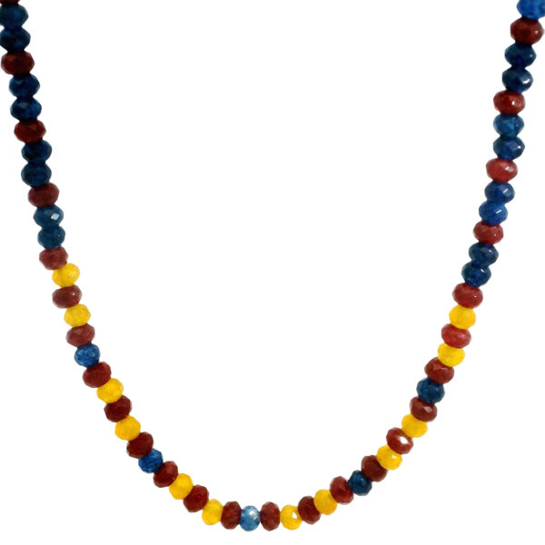 Gehna Jaipur 18″Inches Long Ruby, Blue & Yellow Sapphire Gemstone Beads Necklace For Girls & Women NP-1519