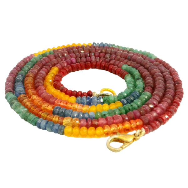 Gehna Jaipur 35″Inches Long Ruby, Emerald, Blue & Yellow Sapphire Gemstone Beads Necklace For Girls & Women NP-1520