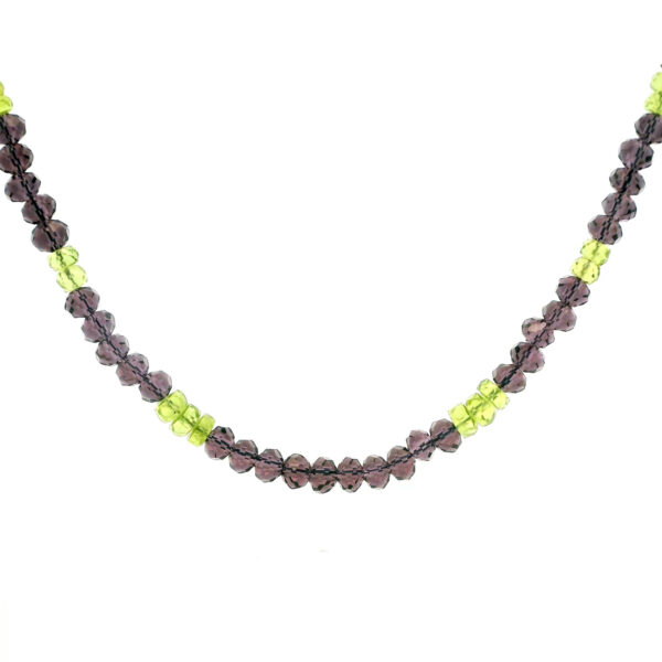 Gehna Jaipur Amethyst & Peridot Gemstone Beads Necklace With Silver Clasp For Girls & Women NS-1803