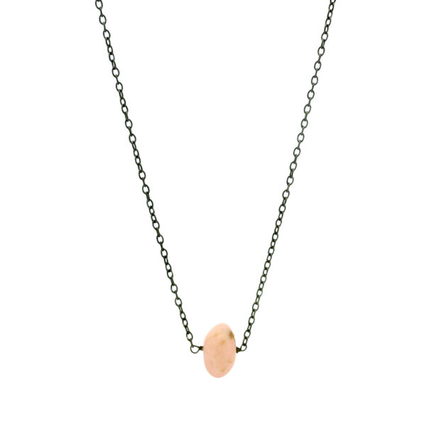 Gehna Jaipur Pink Opal Gemstone Bead Black Rhodium Plated Necklace For Girls & Women NS-1805