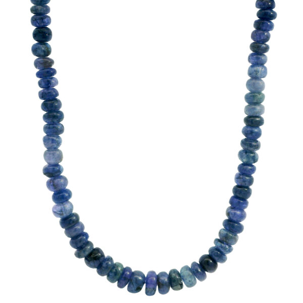 Gehna Jaipur 18″ Round Cabochon (Plain) Tanzanite Gemstone Beads Necklace With Silver Clasp For Girls & Women NS-1815