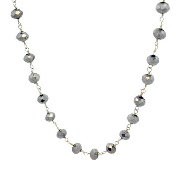 Gehna Jaipur Silver Pyrite Color Cubic Zirconia Beads Necklace (Silver) For Girls & Women CC-1009