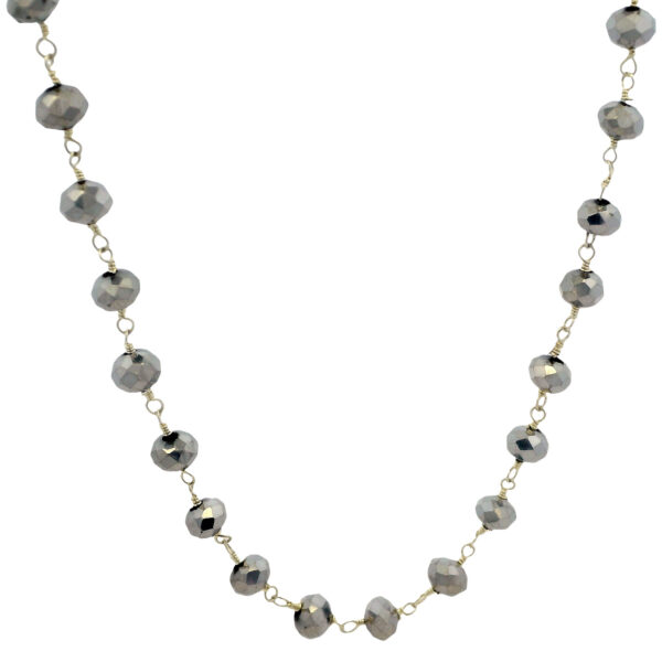 Gehna Jaipur Silver Pyrite Color Cubic Zirconia Beads Necklace (Silver) For Girls & Women CC-1009