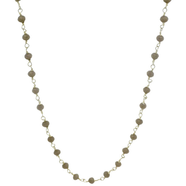 Gehna Jaipur Grey Chalcedony Color Cubic Zirconia Beads Necklace (Silver) For Girls & Women CC-1012