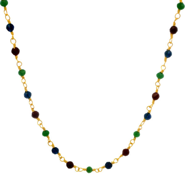 Gehna Jaipur Multicolor Cubic Zirconia Beads Necklace (Gold Plated) For Girls & Women CC-1014