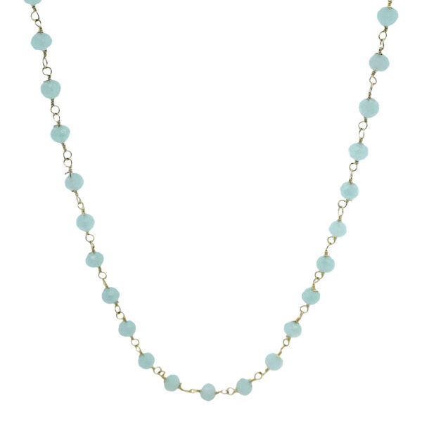 Gehna Jaipur Blue Chalcedony Color Cubic Zirconia Beads Necklace (Silver) For Girls & Women CC-1015