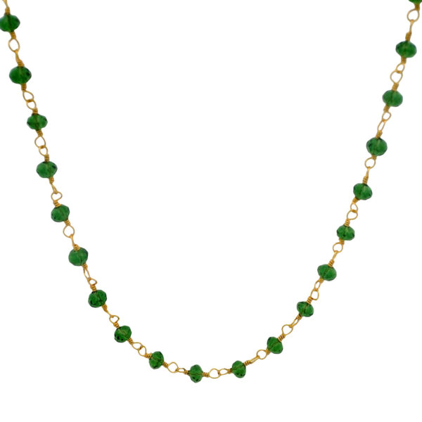 Gehna Jaipur Green Color Cubic Zirconia Beads Necklace (Gold Plated) For Girls & Women CC-1017