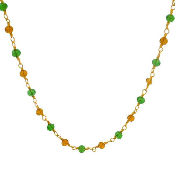 Gehna Jaipur Citrine & Peridot Color Cubic Zirconia Beads Necklace (Gold Plated) For Girls & Women CC-1020