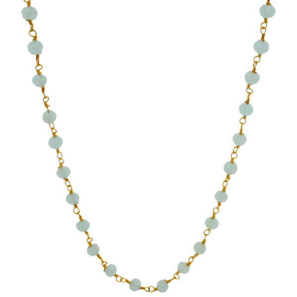 Gehna Jaipur Blue Chalcedony Color Cubic Zirconia Beads Necklace (Gold Plated) For Girls & Women CC-1021