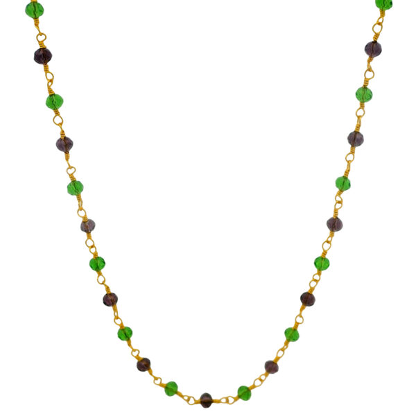 Gehna Jaipur Wine & Peridot Color Cubic Zirconia Beads Necklace (Gold Plated) For Girls & Women CC-1022
