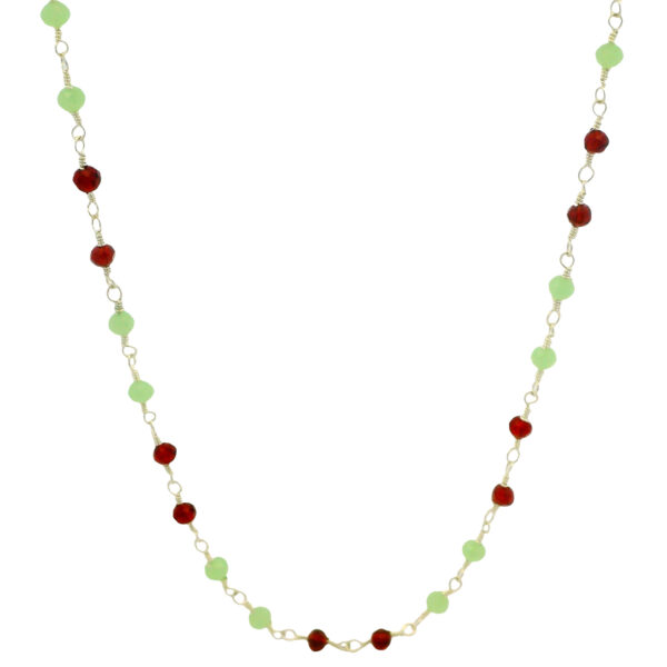 Gehna Jaipur Ruby & Green Chalcedony Color Cubic Zirconia Beads Necklace (Silver) For Girls & Women CC-1028