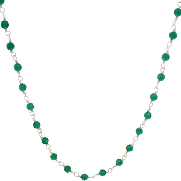 Gehna Jaipur Emerald Green Color Cubic Zirconia Beads Necklace (Silver) For Girls & Women CC-1032
