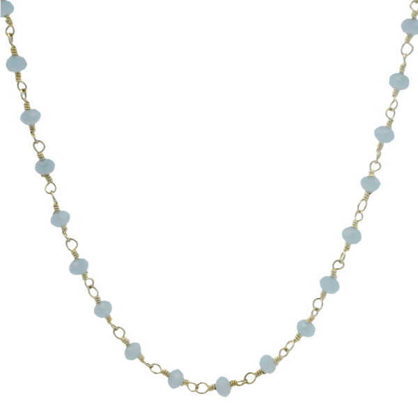 Gehna Jaipur Blue Chalcedony Color Cubic Zirconia Beads Necklace (Silver) For Girls & Women CC-1033