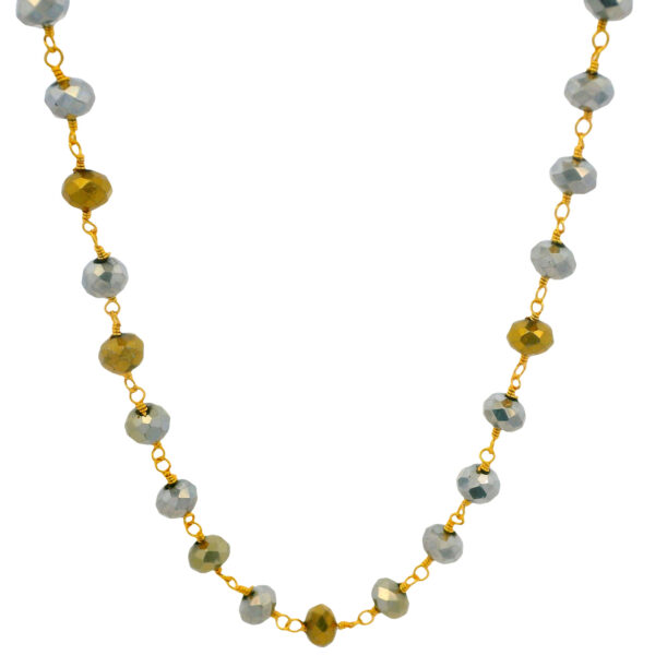 Gehna Jaipur Silver & Golden Pyrite Color Cubic Zirconia Beads Necklace (Gold Plated) For Girls & Women CC-1038