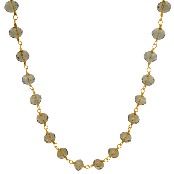 Gehna Jaipur Smoky Quartz Color Cubic Zirconia Beads Necklace (Gold Plated) For Girls & Women CC-1054