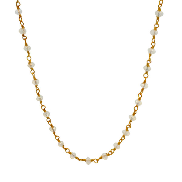 Gehna Jaipur White Rainbow Color Cubic Zirconia Beads Necklace (Gold Plated) For Girls & Women CC-1058