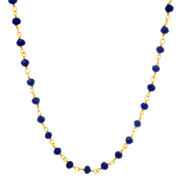 Gehna Jaipur Lapis Lazuli Color Cubic Zirconia Beads Necklace (Gold Plated) For Girls & Women CC-1062