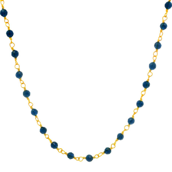 Gehna Jaipur Blue Sapphire Color Cubic Zirconia Beads Necklace (Gold Plated) For Girls & Women CC-1064