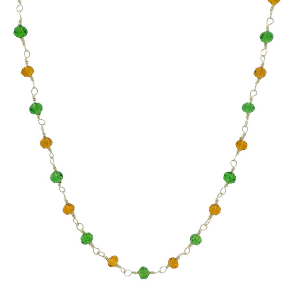 Gehna Jaipur Citrine & Peridot Color Cubic Zirconia Beads Necklace (Silver) For Girls & Women CC-1066