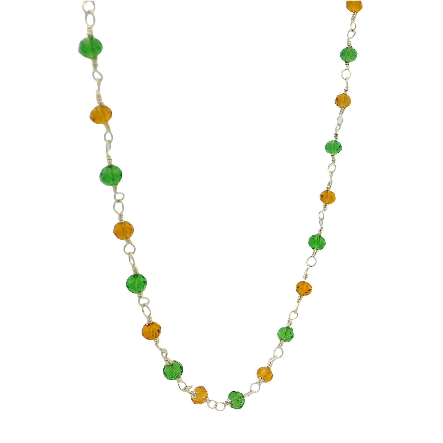 Gehna Jaipur Citrine & Peridot Color Cubic Zirconia Beads Necklace (Silver) For Girls & Women CC-1066 - Image 4