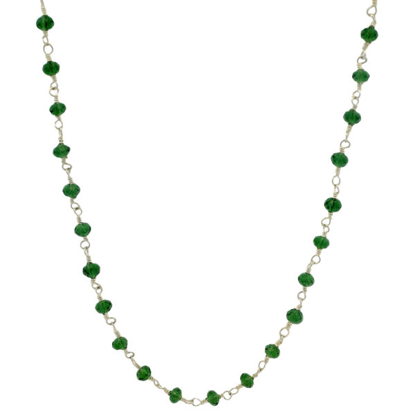 Gehna Jaipur Green Color Cubic Zirconia Beads Necklace (Silver) For Girls & Women CC-1074
