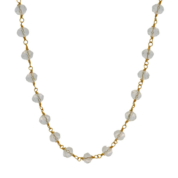 Gehna Jaipur Crystel Color Cubic Zirconia Beads Necklace (Gold Plated) For Girls & Women CC-1087