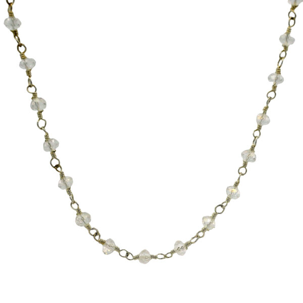 Gehna Jaipur White Rainbow Color Cubic Zirconia Beads Necklace (Silver) For Girls & Women CC-1114