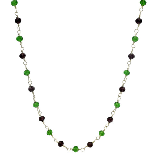 Gehna Jaipur Wine Quartz & Peridot Color Cubic Zirconia Beads Necklace (Silver) For Girls & Women CC-1158