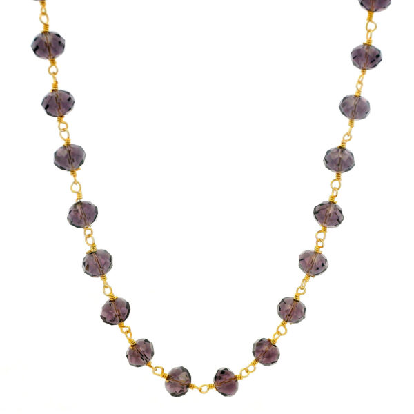 Gehna Jaipur Amethyst Color Cubic Zirconia Beads Necklace (Gold Plated) For Girls & Women CC-1181