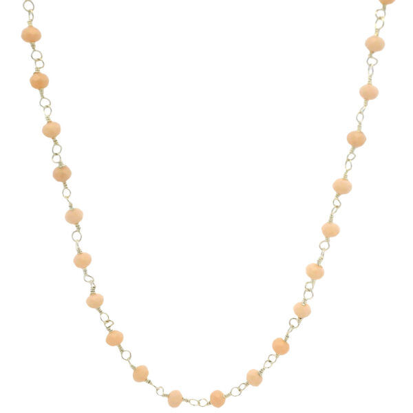 Gehna Jaipur Pink Chalcedony Color Cubic Zirconia Beads Necklace (Silver) For Girls & Women CC-1183