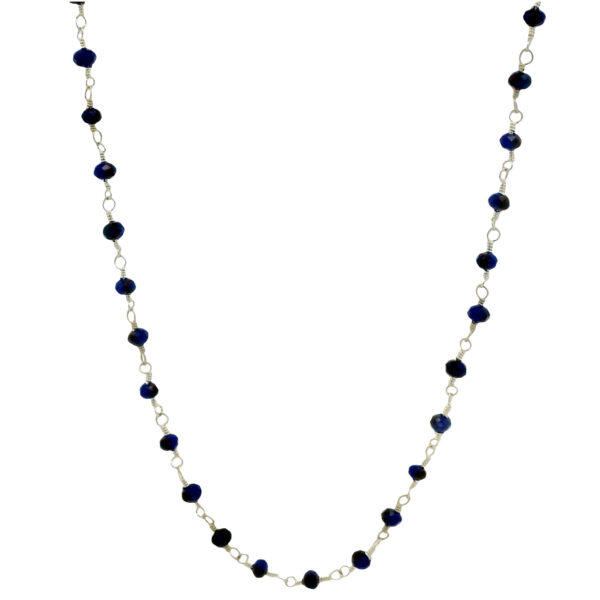 Gehna Jaipur Blue Pyrite Color Cubic Zirconia Beads Necklace (Silver) For Girls & Women CC-1226