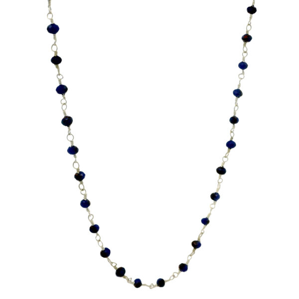 Gehna Jaipur Blue Pyrite Color Cubic Zirconia Beads Necklace (Silver) For Girls & Women CC-1226