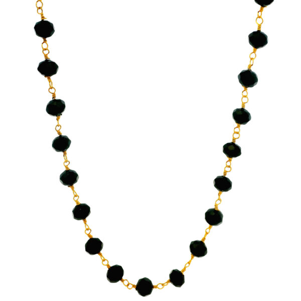 Gehna Jaipur Black Color Cubic Zirconia Beads Necklace (Gold Plated) For Girls & Women CC-1228