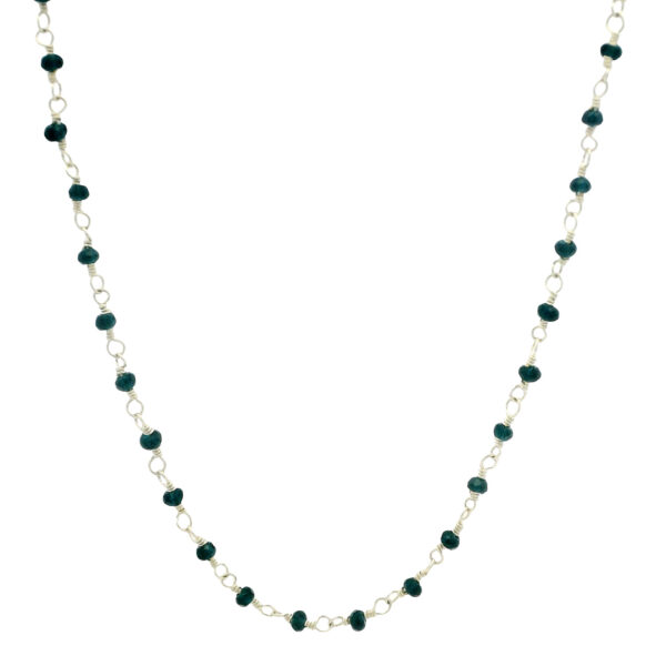 Gehna Jaipur Blue Sapphire Color Cubic Zirconia Beads Necklace (Silver) For Girls & Women CC-1231