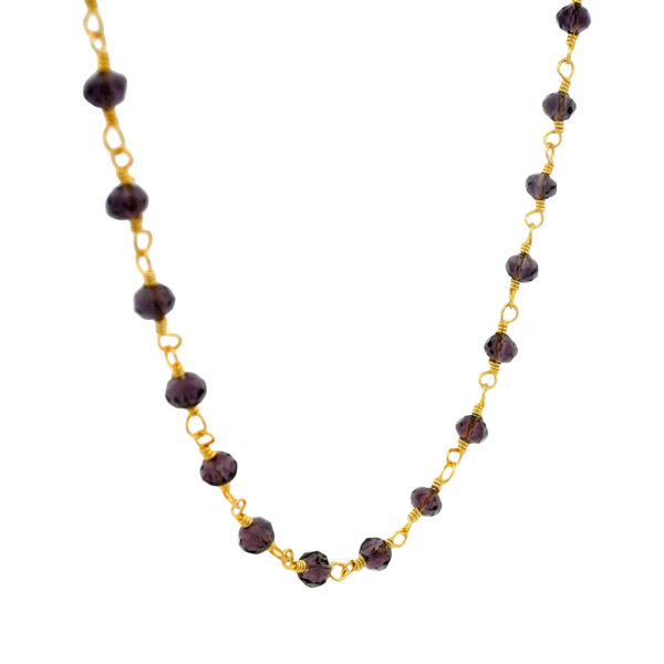 Gehna Jaipur Amethyst Color Cubic Zirconia Beads Necklace (Gold Plated) For Girls & Women CC-1232