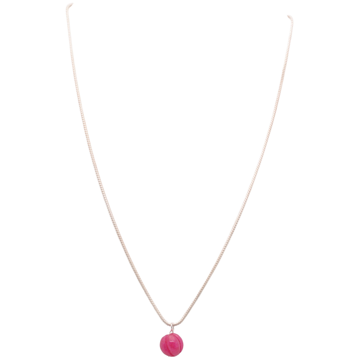Gehna Jaipur Ruby Gemstone Pumpkin Bead Attached With Silver Chain  For Girls & Women BP-1014
