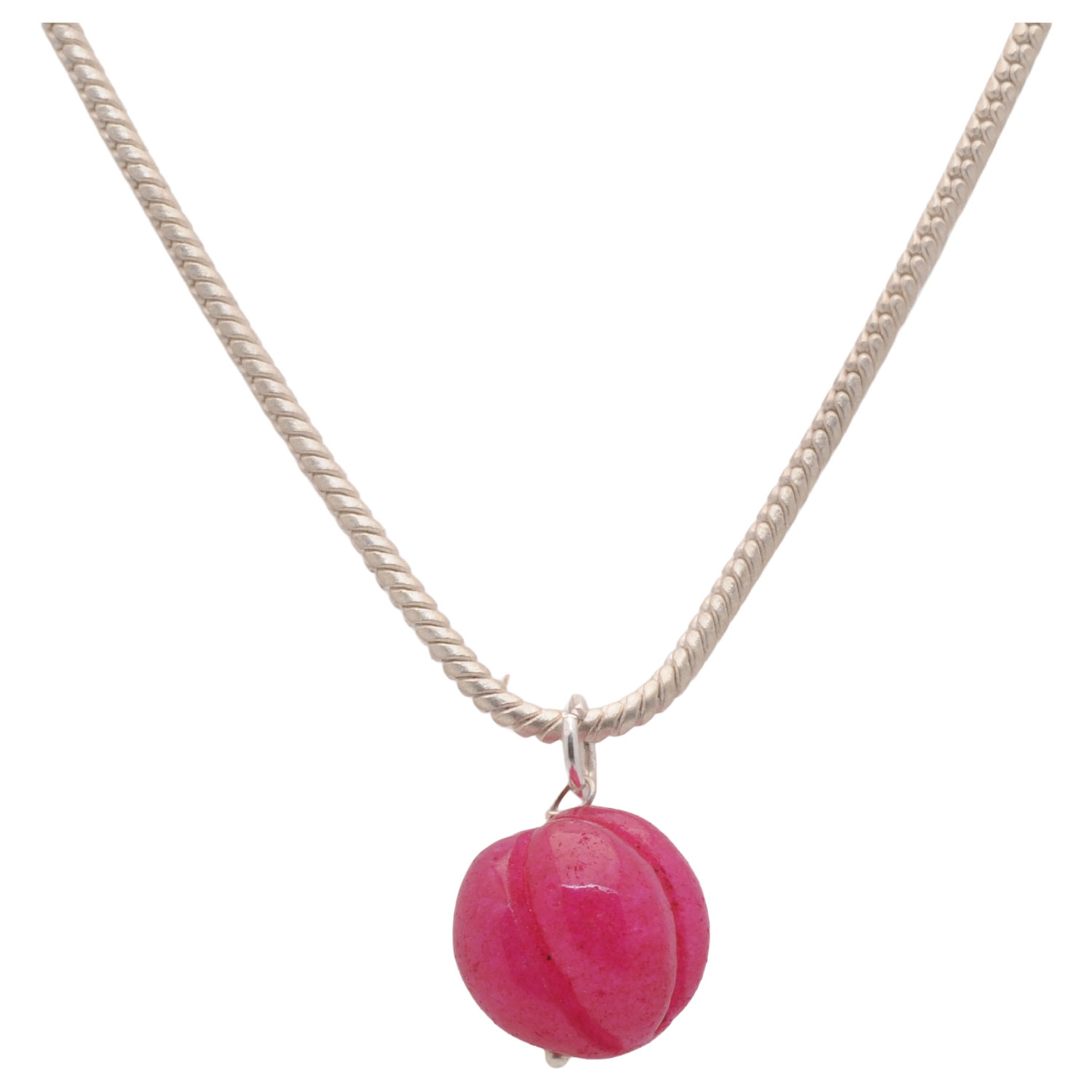 Gehna Jaipur Ruby Gemstone Pumpkin Bead Attached With Silver Chain For Girls & Women BP-1014 - Image 3