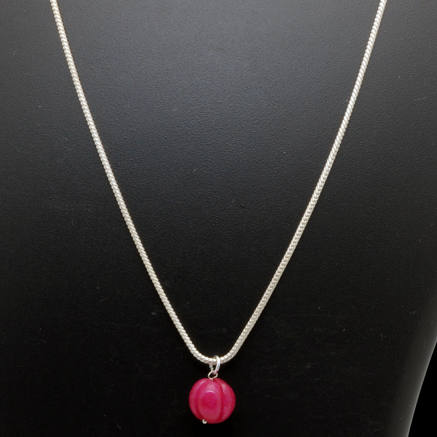 Gehna Jaipur Ruby Gemstone Pumpkin Bead Attached With Silver Chain  For Girls & Women BP-1014