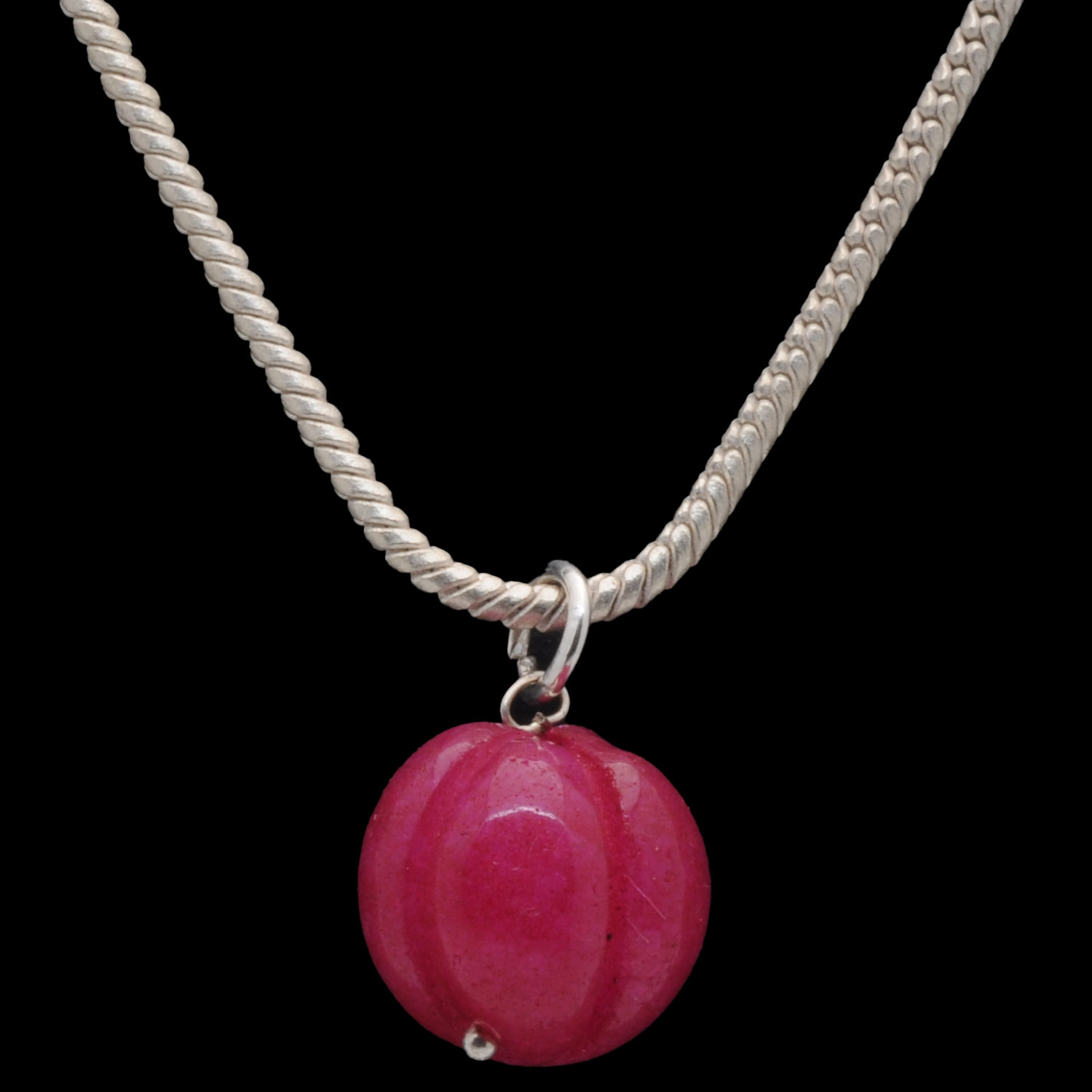 Gehna Jaipur Ruby Gemstone Pumpkin Bead Attached With Silver Chain For Girls & Women BP-1014 - Image 6