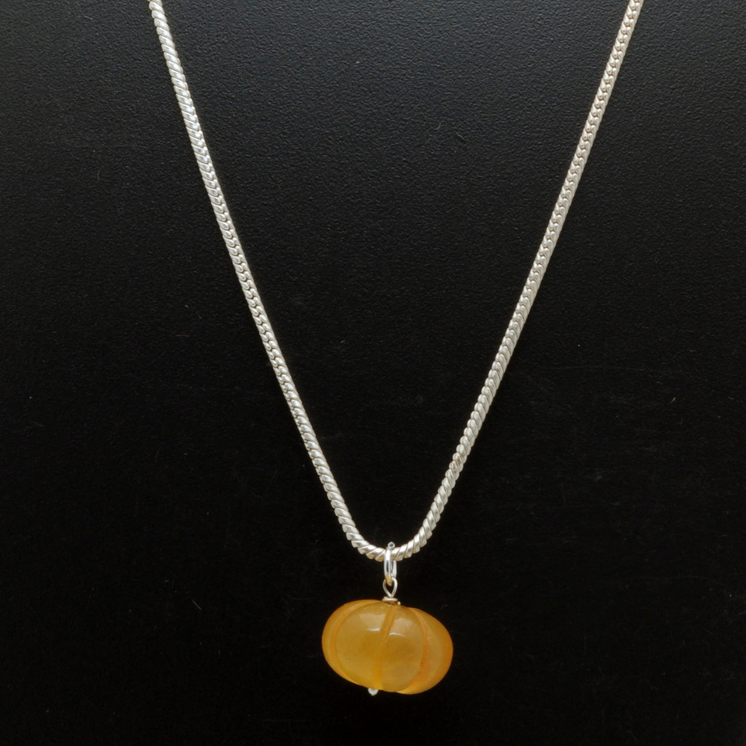 Gehna Jaipur Yellow Sapphire Gemstone Pumpkin Bead Attached With Silver Chain  For Girls & Women BP-1015