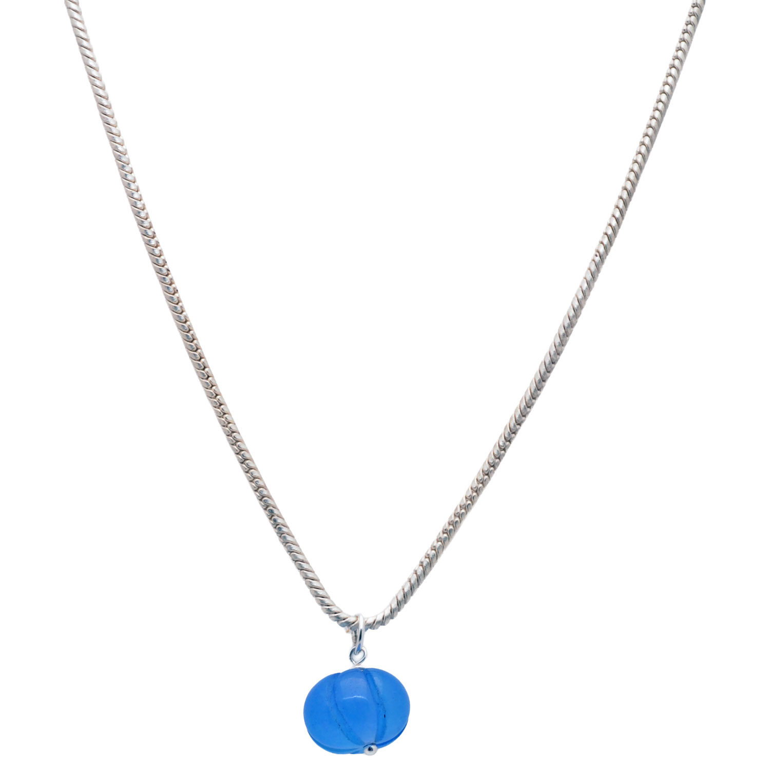Gehna Jaipur Blue Sapphire Gemstone Pumpkin Bead Attached With Silver Chain  For Girls & Women BP-1016